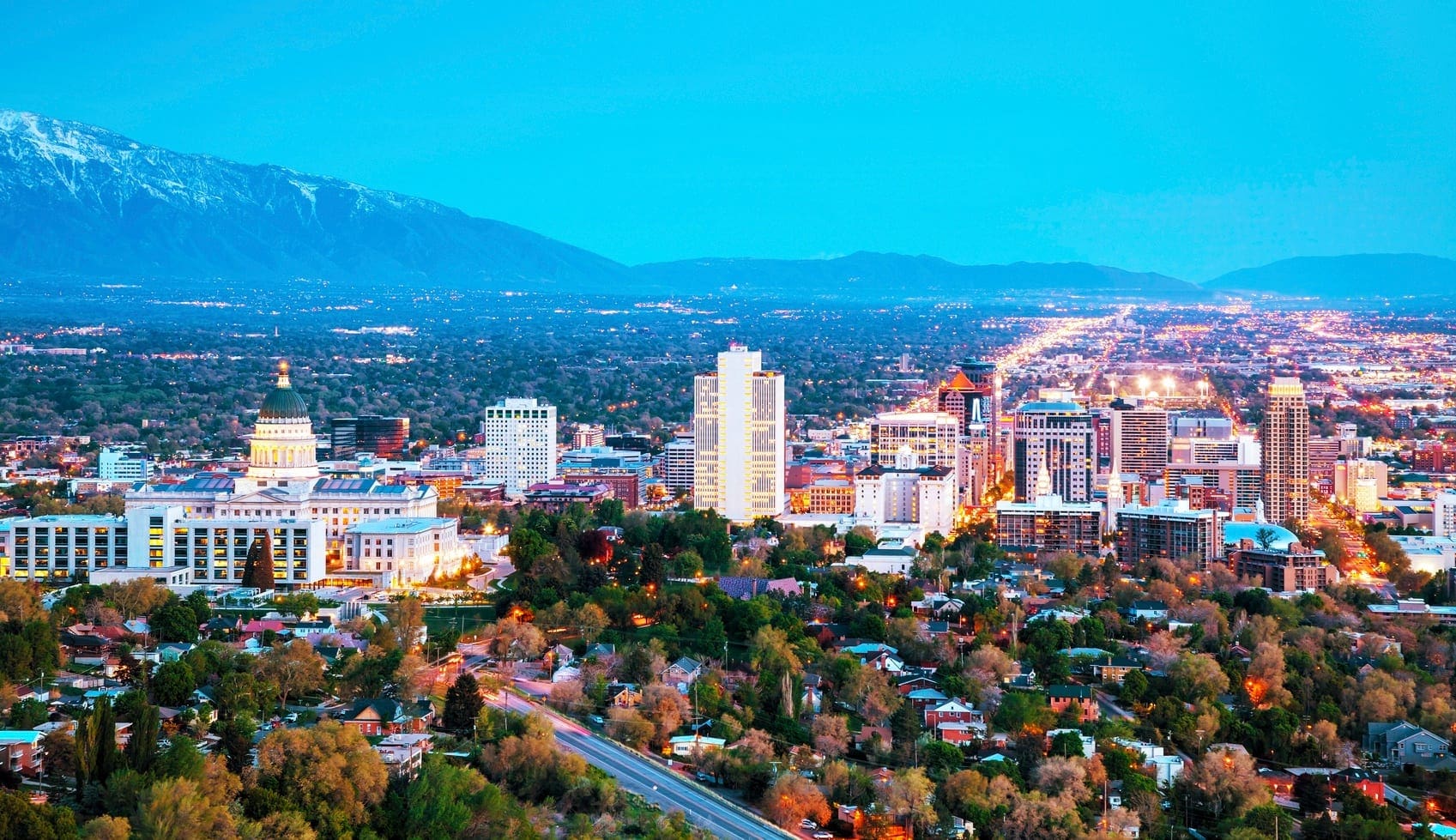 Salt Lake City skyline at dusk