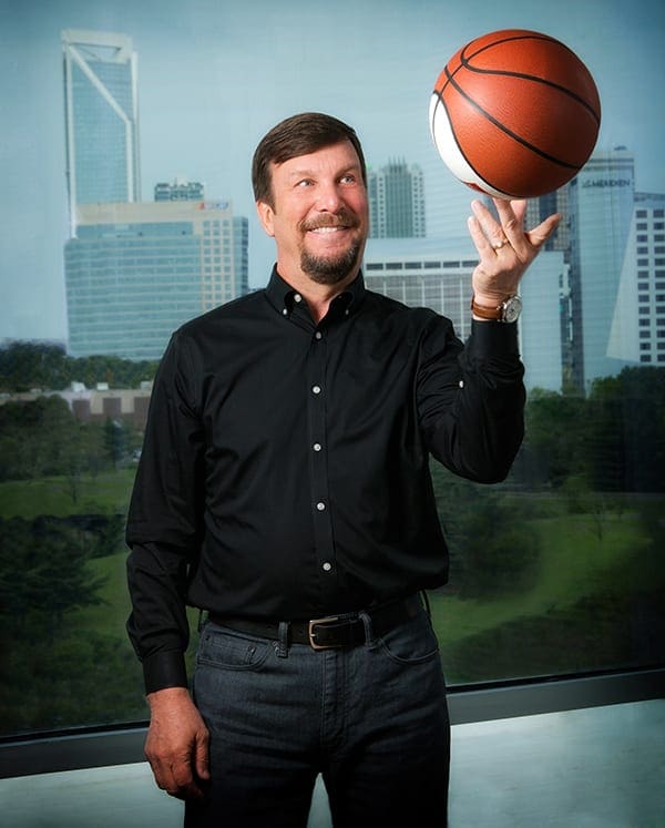 Steve Boehm holding a basketball