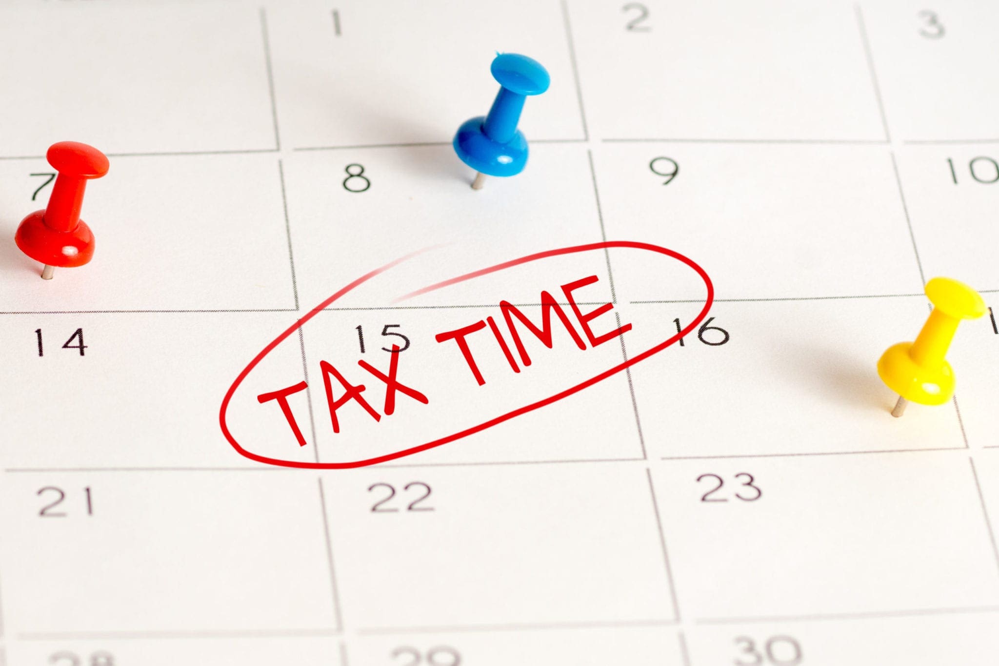 tax time marked on calendar