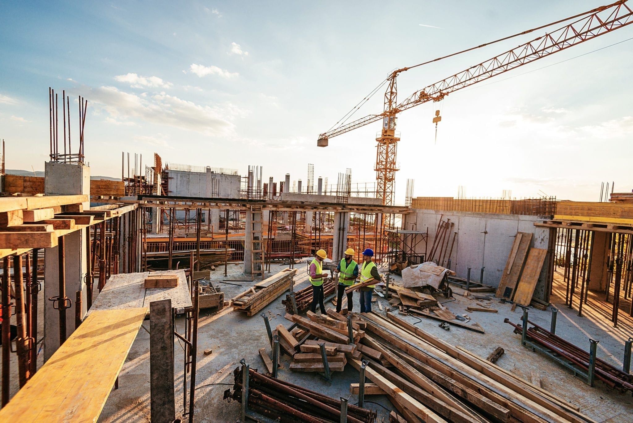 construction site with crane
