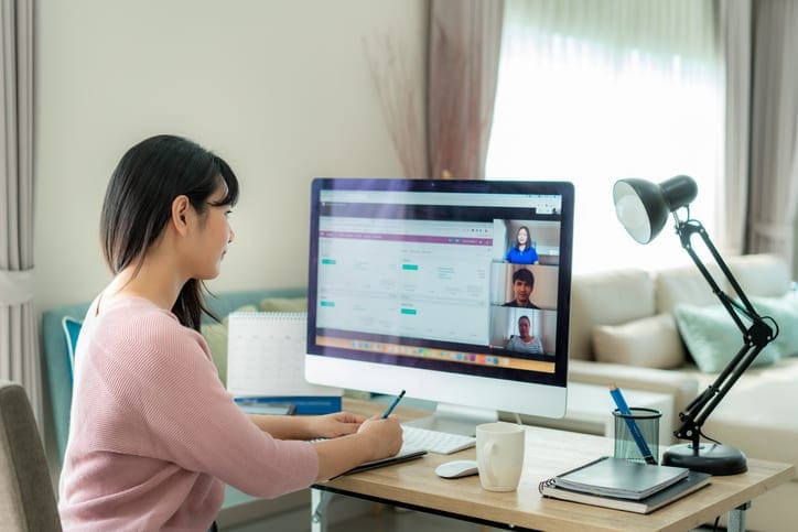 Woman in video conference