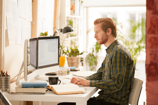 man at desk