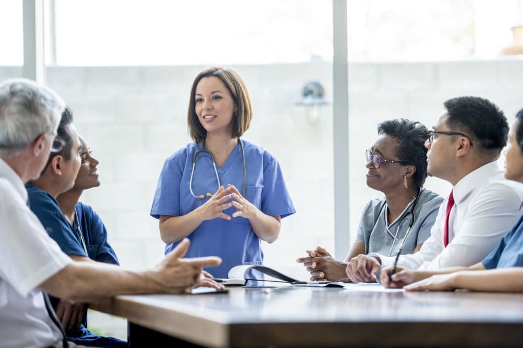Healthcare staff meeting