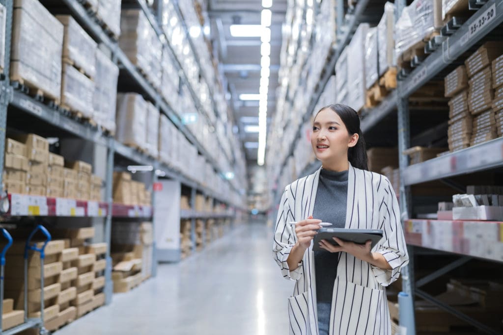 Industrial warehousing woman