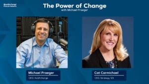 The Power of Change with Michael Praeger podcast art with Cat Carmichael of Strategy 123