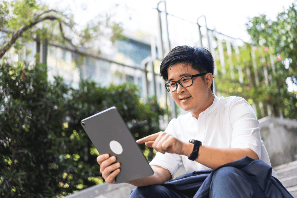 man working remotely