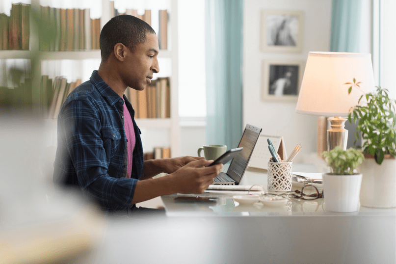 Man at computer desk