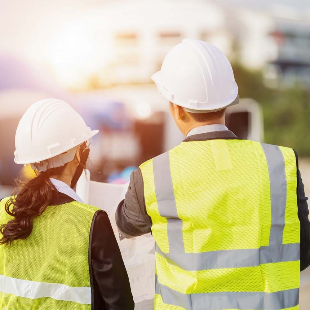 Construction workers on the job