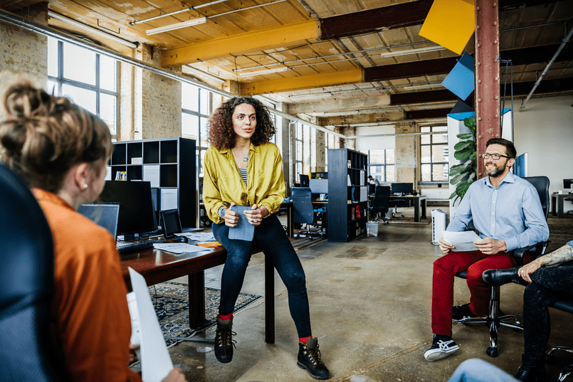 Team of young workers in an office environment