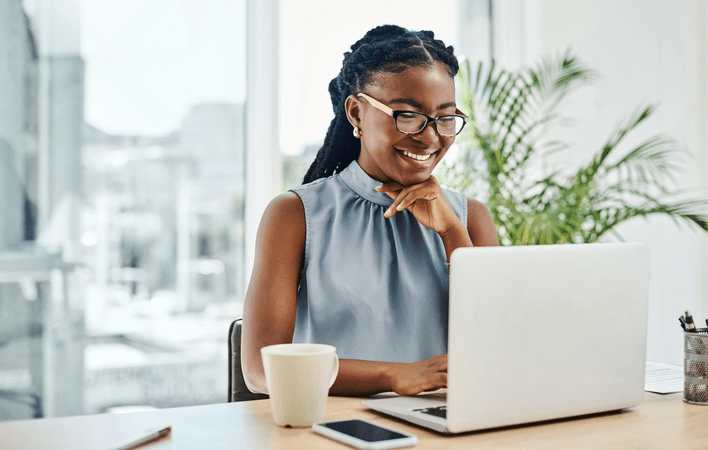 woman working at laptop