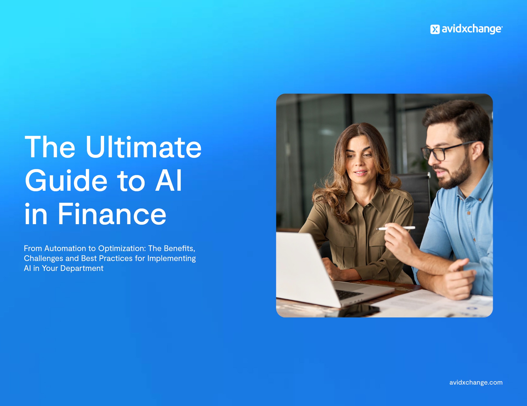 Cover of an eBook about the uses of AI in finance departments in 2025