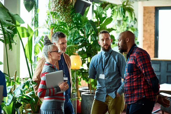 team at work chatting