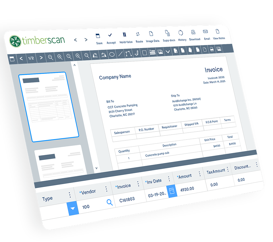 Timberscan invoice screenshot.