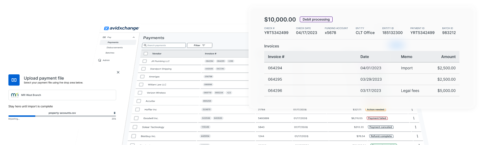 Corporate payments screens